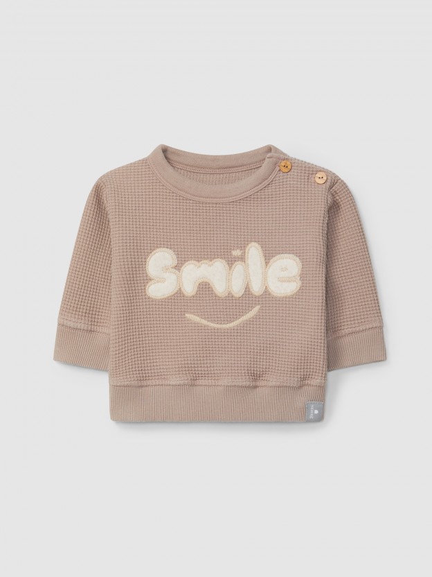 Waffle weave "smile" sweatshirt Waffle weave "smile" sweatshirt