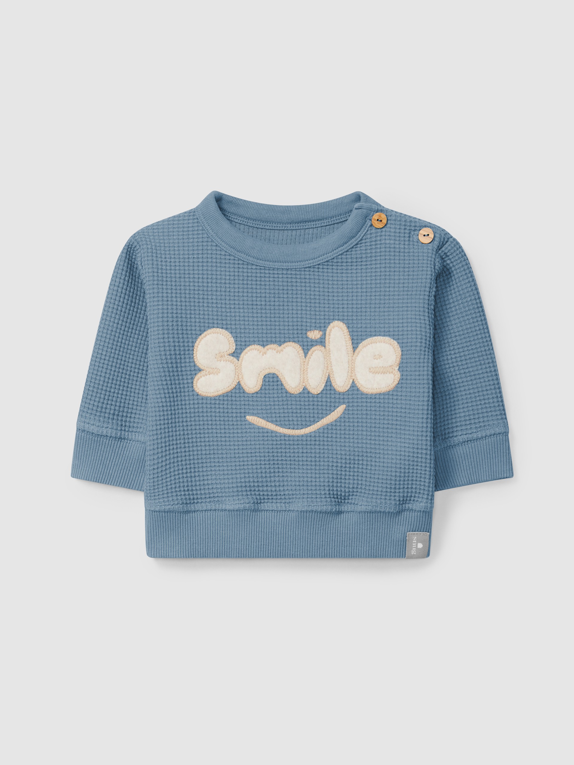 Waffle weave "smile" sweatshirt