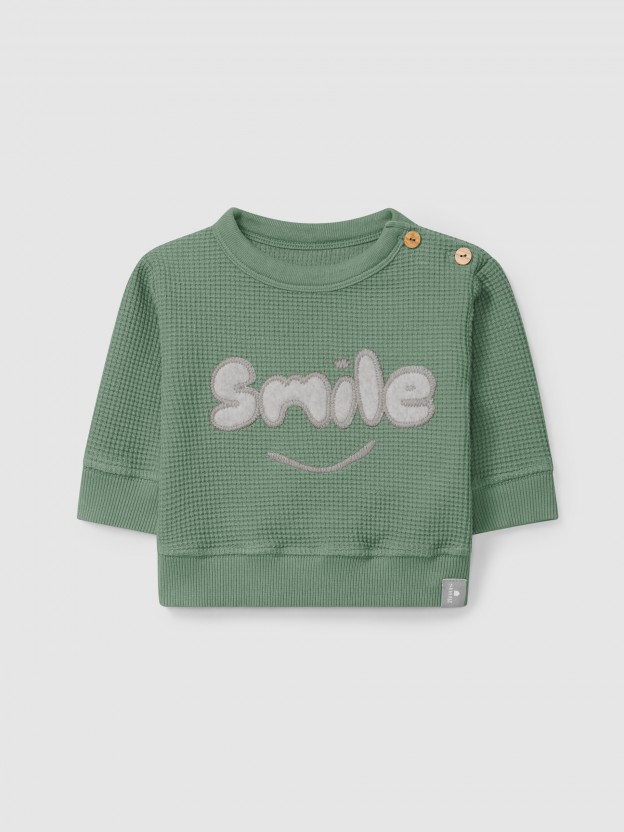 Waffle weave "smile" sweatshirt Waffle weave "smile" sweatshirt