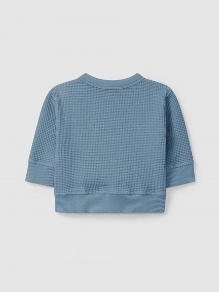 Sweatshirt "smile" em malha waffle Sweatshirt "smile" em malha waffle