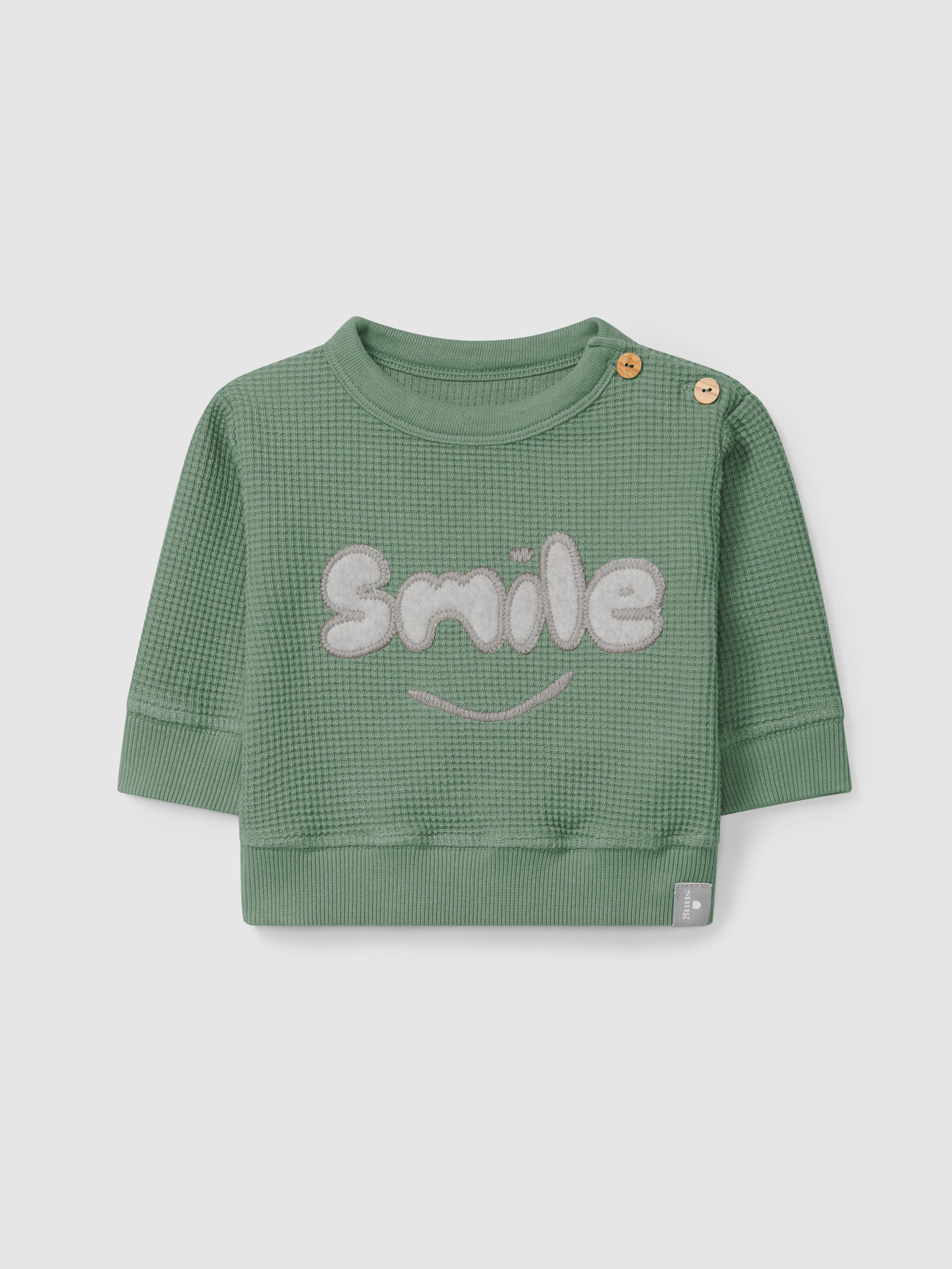 Waffle weave "smile" sweatshirt