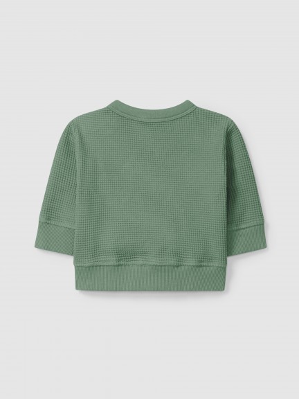 Sweatshirt "smile" em malha waffle Sweatshirt "smile" em malha waffle