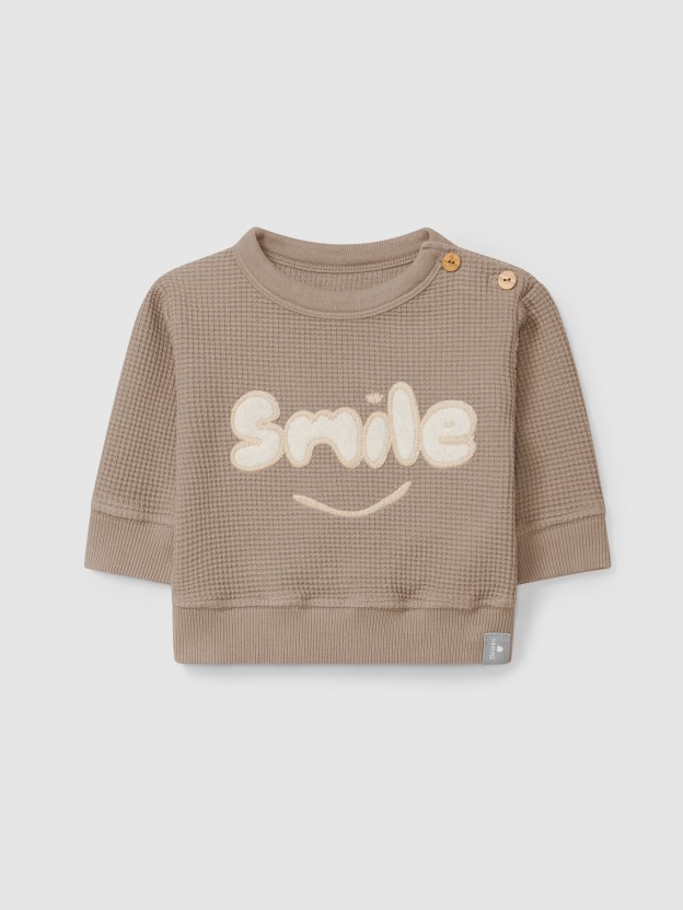Waffle weave "smile" sweatshirt Waffle weave "smile" sweatshirt