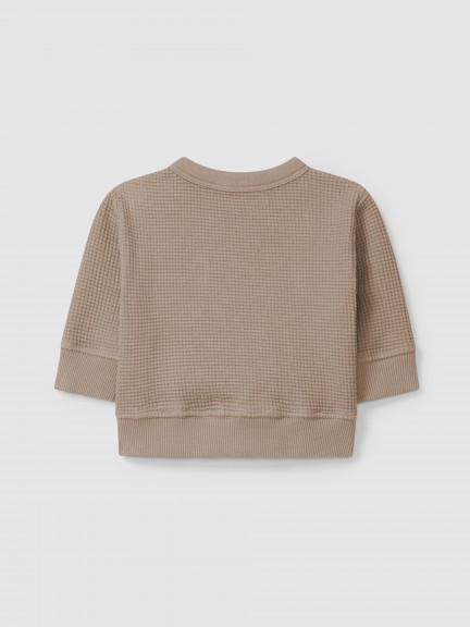 Sweatshirt "smile" em malha waffle Sweatshirt "smile" em malha waffle