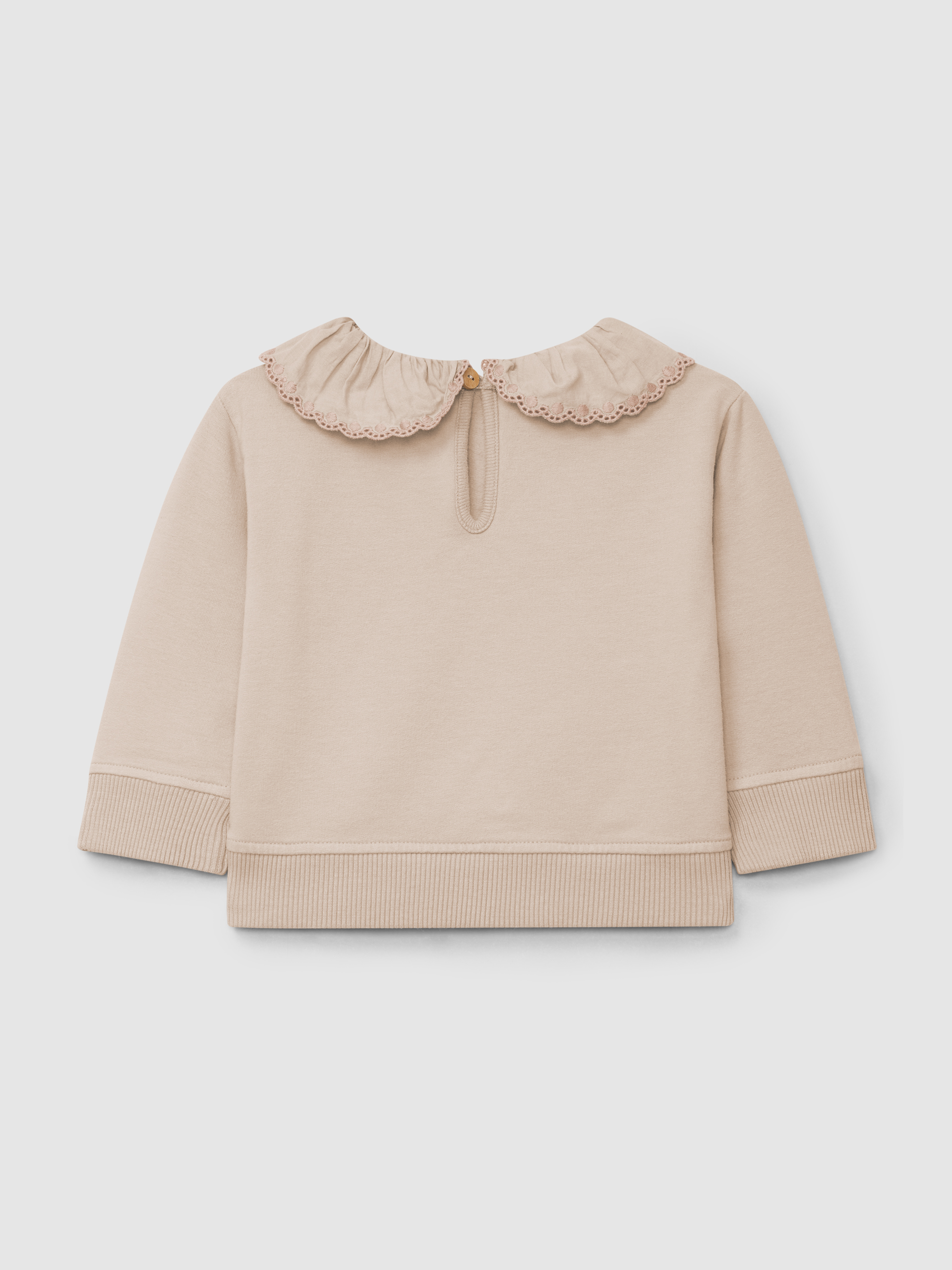Plush sweatshirt with ruffled embroidered collar