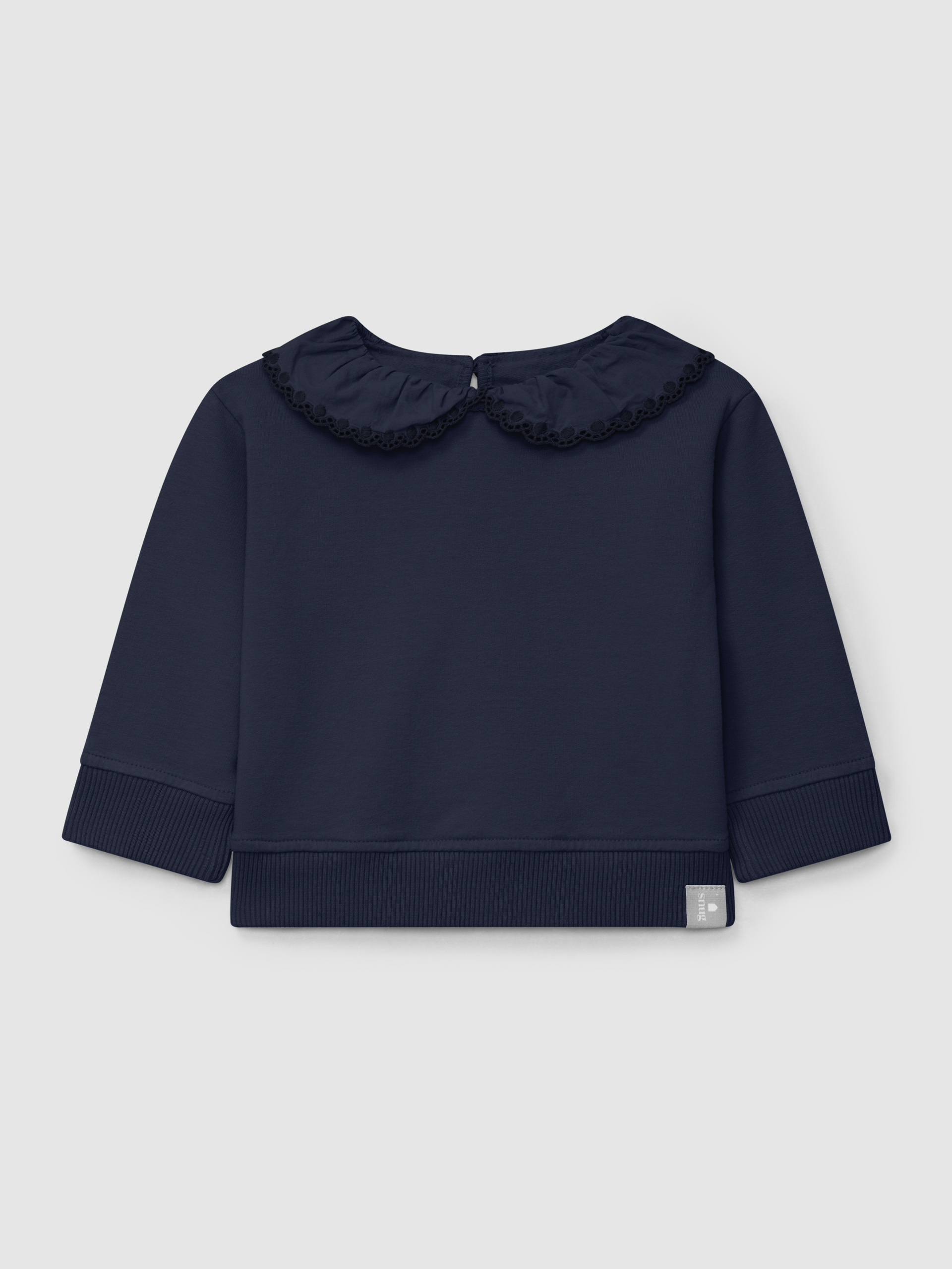 Plush sweatshirt with ruffled embroidered collar
