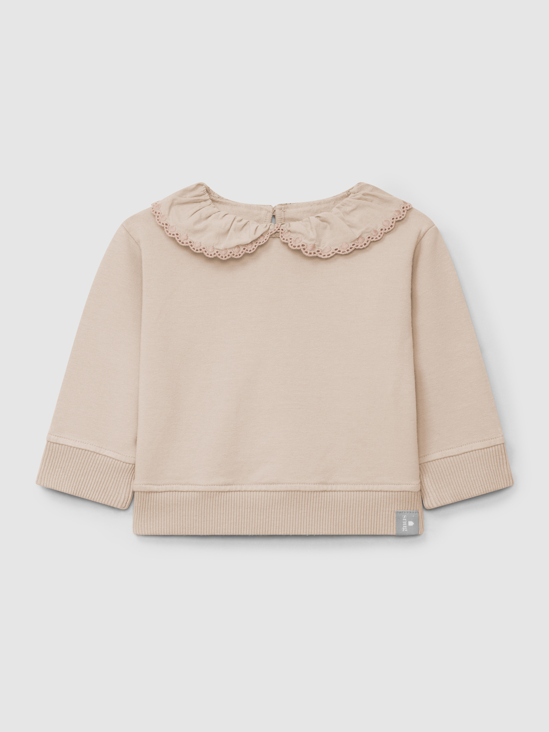 Plush sweatshirt with ruffled embroidered collar
