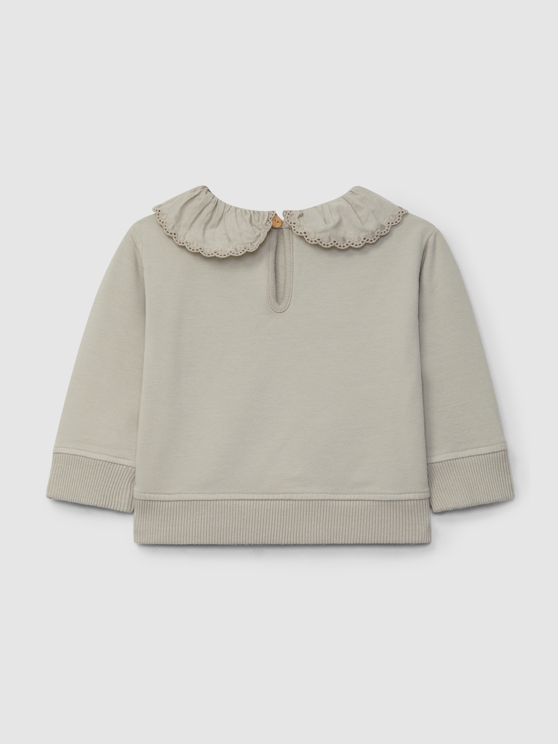 Plush sweatshirt with ruffled embroidered collar