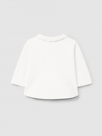 Longsleeve com gola de bico em algodão orgânico Longsleeve com gola de bico em algodão orgânico