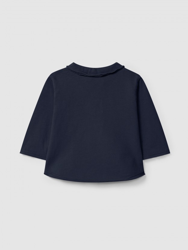 Longsleeve in organic cotton with pointy collar Longsleeve in organic cotton with pointy collar