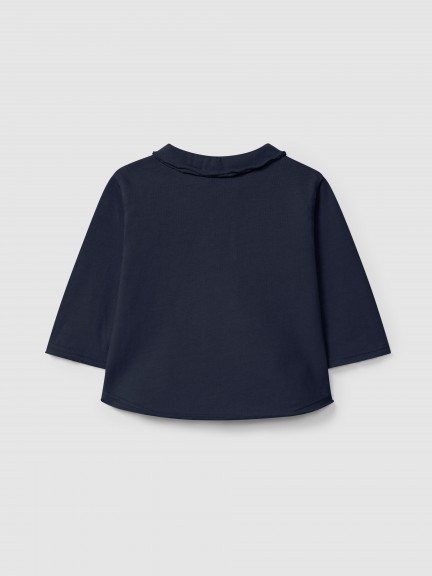 Longsleeve com gola de bico em algodão orgânico Longsleeve com gola de bico em algodão orgânico