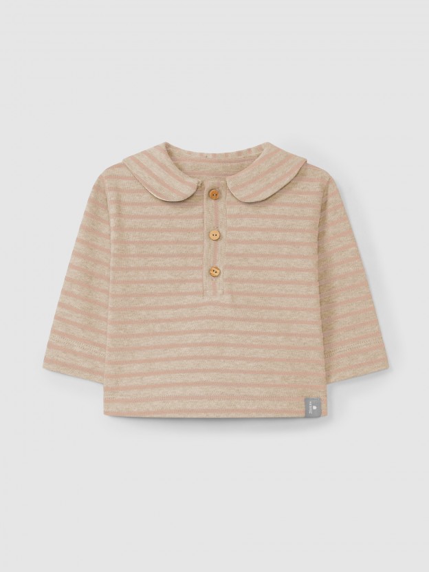 Striped longsleeve in soft brushed jersey with sailor collar Striped longsleeve in soft brushed jersey with sailor collar