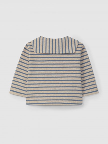 Striped longsleeve in soft brushed jersey with sailor collar Striped longsleeve in soft brushed jersey with sailor collar