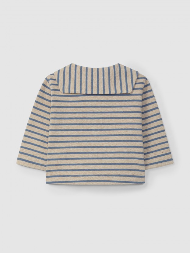 Striped longsleeve in soft brushed jersey with sailor collar Striped longsleeve in soft brushed jersey with sailor collar