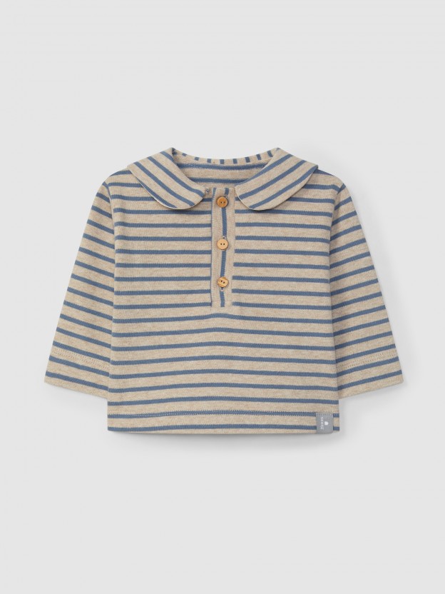 Striped longsleeve in soft brushed jersey with sailor collar Striped longsleeve in soft brushed jersey with sailor collar