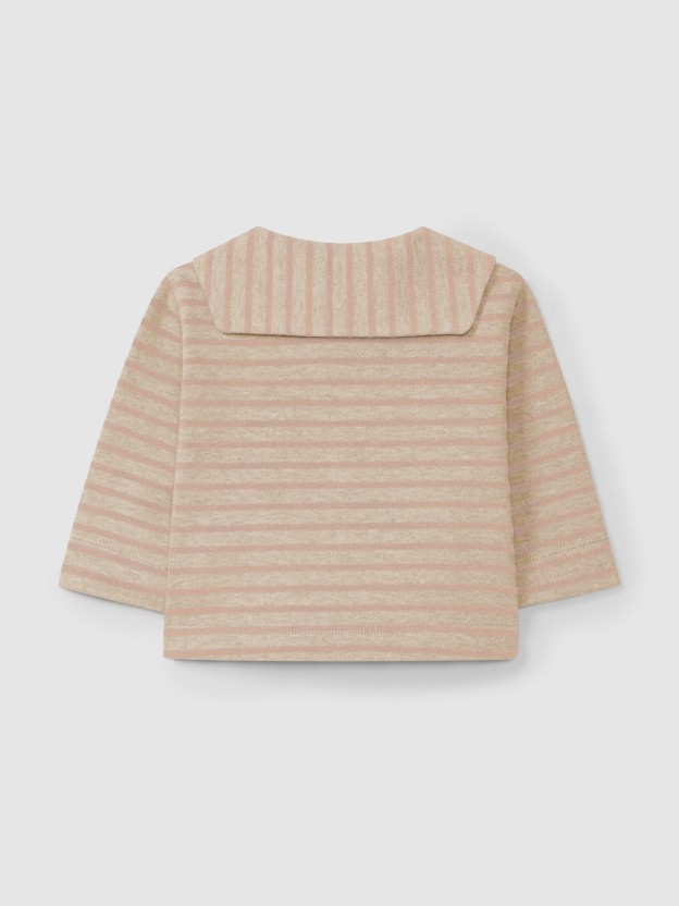 Striped longsleeve in soft brushed jersey with sailor collar Striped longsleeve in soft brushed jersey with sailor collar