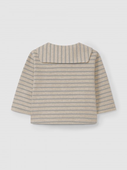 Striped longsleeve in soft brushed jersey with sailor collar Striped longsleeve in soft brushed jersey with sailor collar