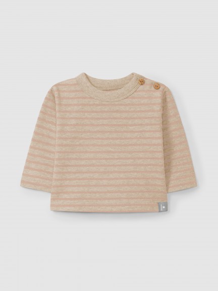 Longsleeve de riscas em jersey cardado