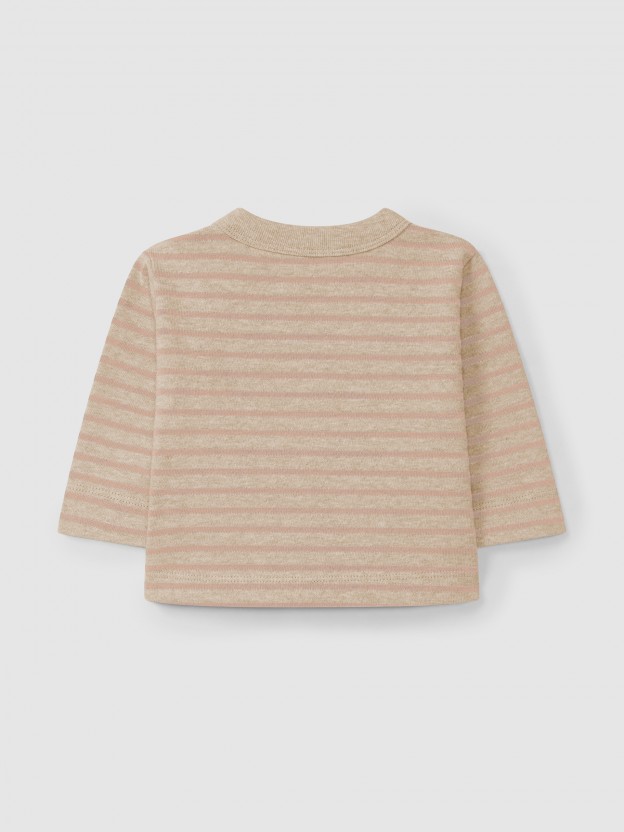 Longsleeve de riscas em jersey cardado