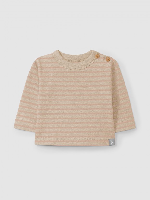 Longsleeve de riscas em jersey cardado