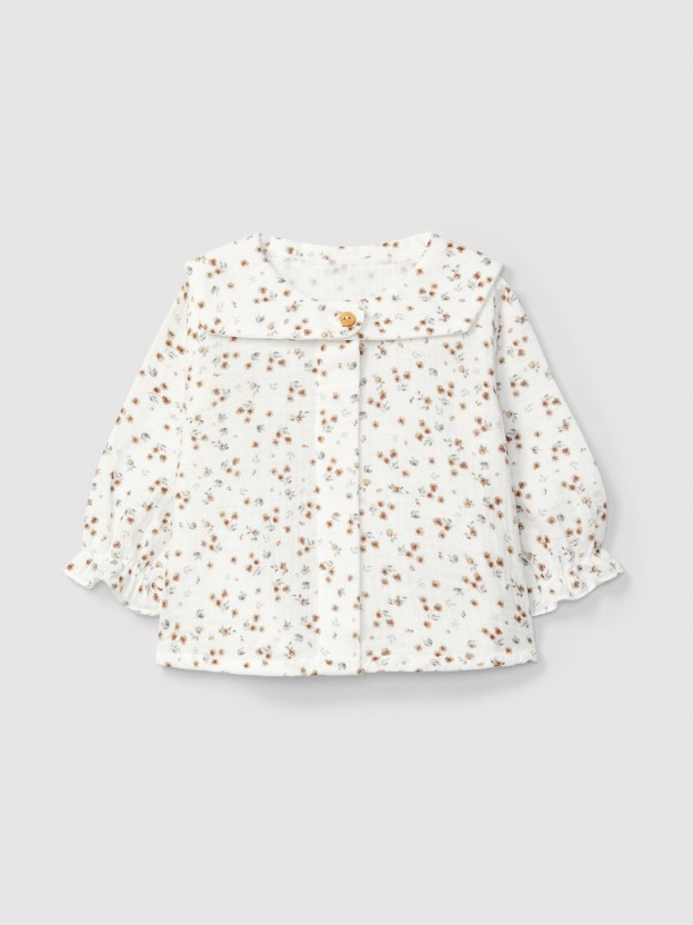 Blouse in floral printed muslin Blouse in floral printed muslin