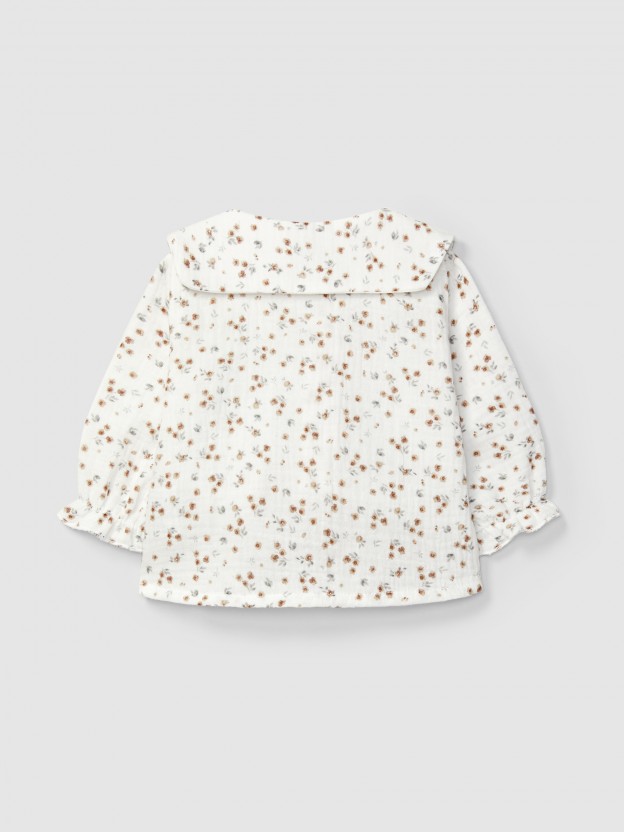 Blouse in floral printed muslin Blouse in floral printed muslin