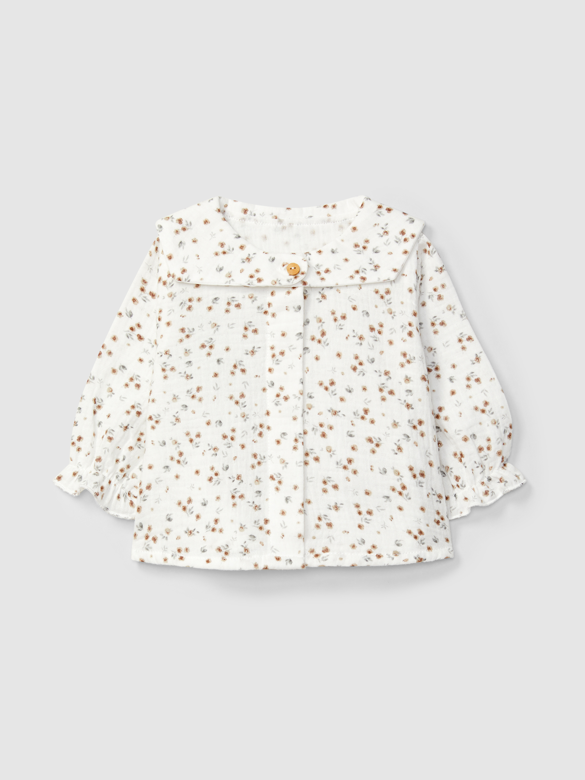 Blouse in floral printed muslin