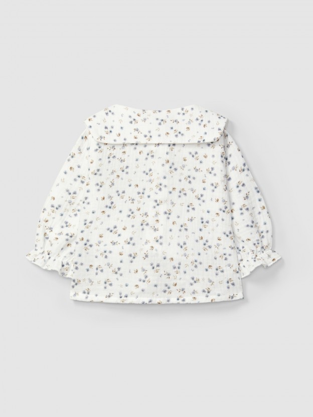 Blouse in floral printed muslin Blouse in floral printed muslin