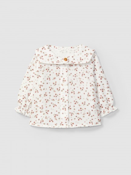Blouse in floral printed muslin