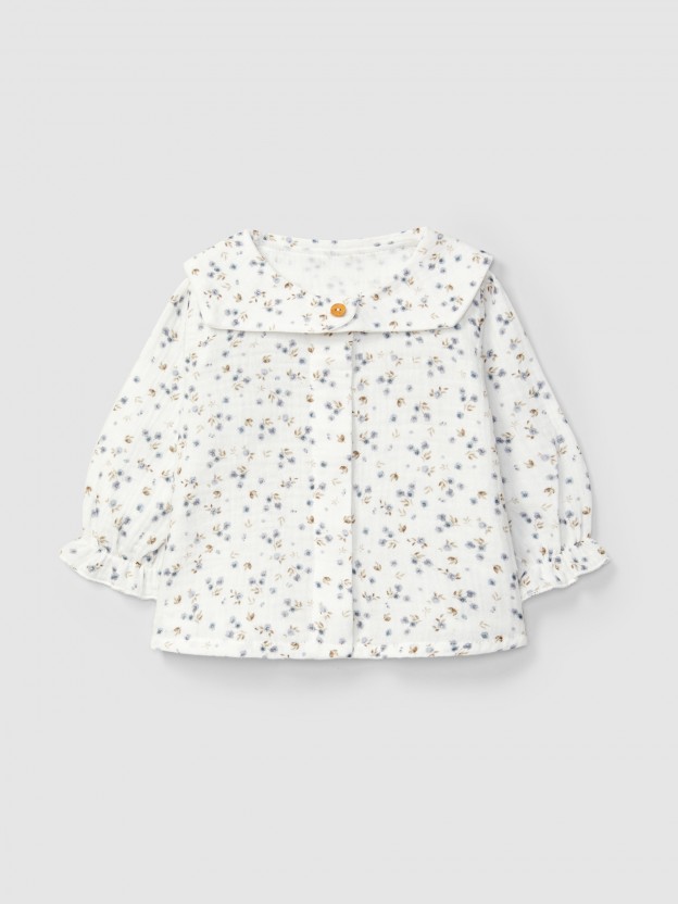 Blouse in floral printed muslin Blouse in floral printed muslin