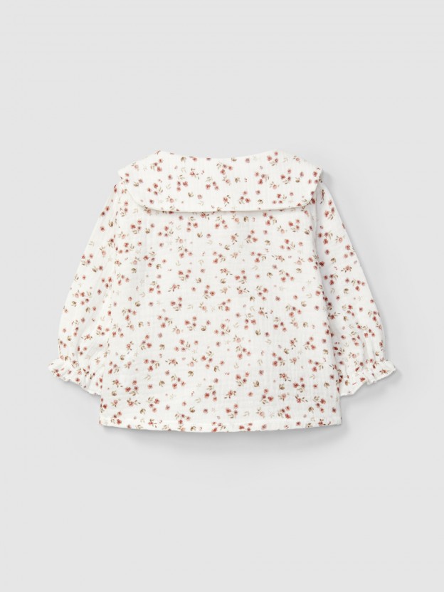 Blouse in floral printed muslin Blouse in floral printed muslin