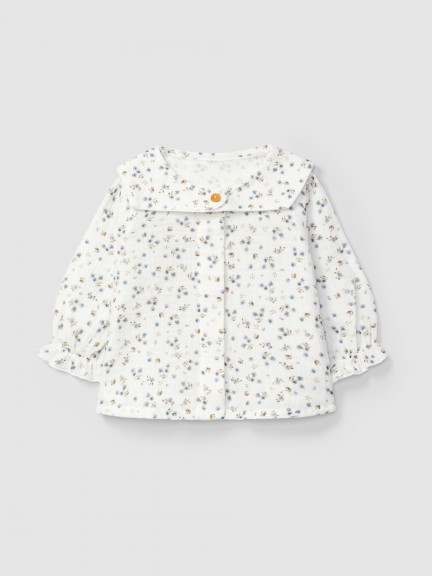 Blouse in floral printed muslin