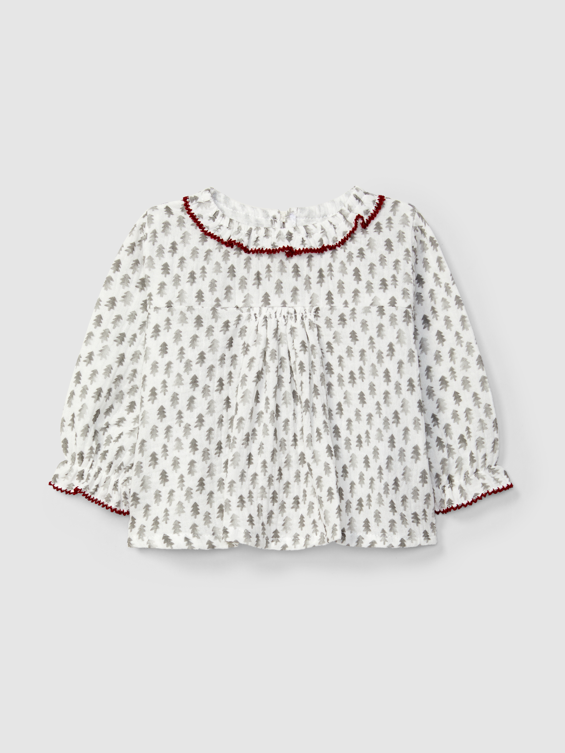 Muslin blouse with fir tree print