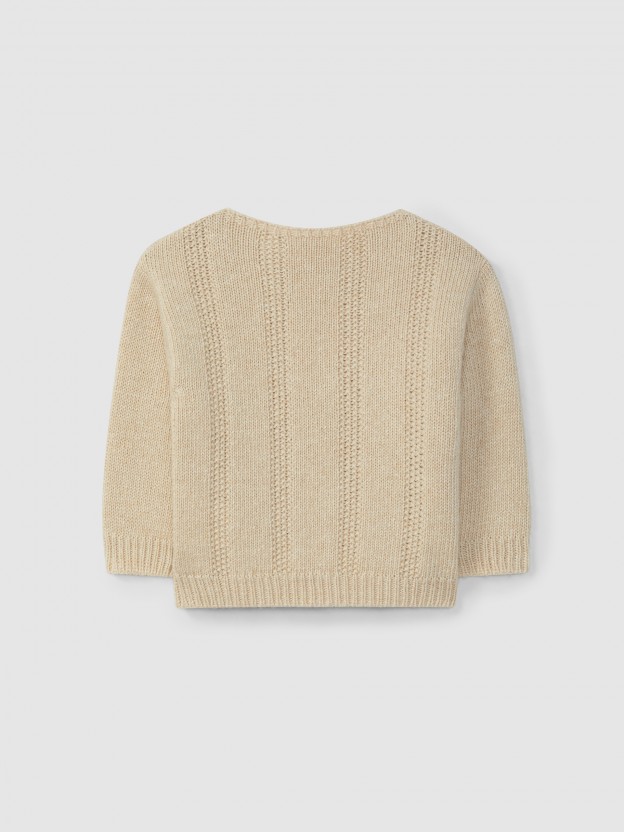 Knitted jumper with rice stitch effect Knitted jumper with rice stitch effect