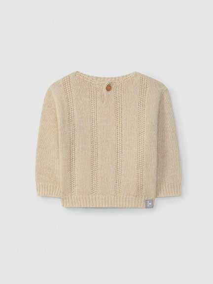 Knitted jumper with rice stitch effect