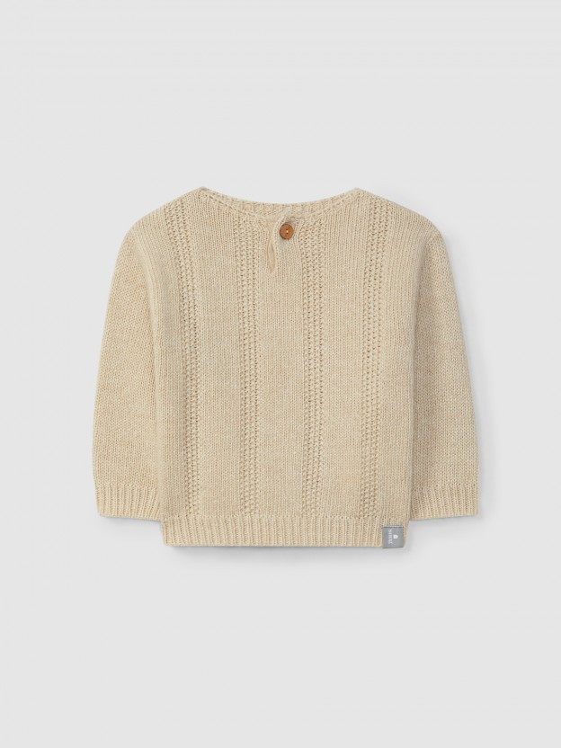 Knitted jumper with rice stitch effect Knitted jumper with rice stitch effect