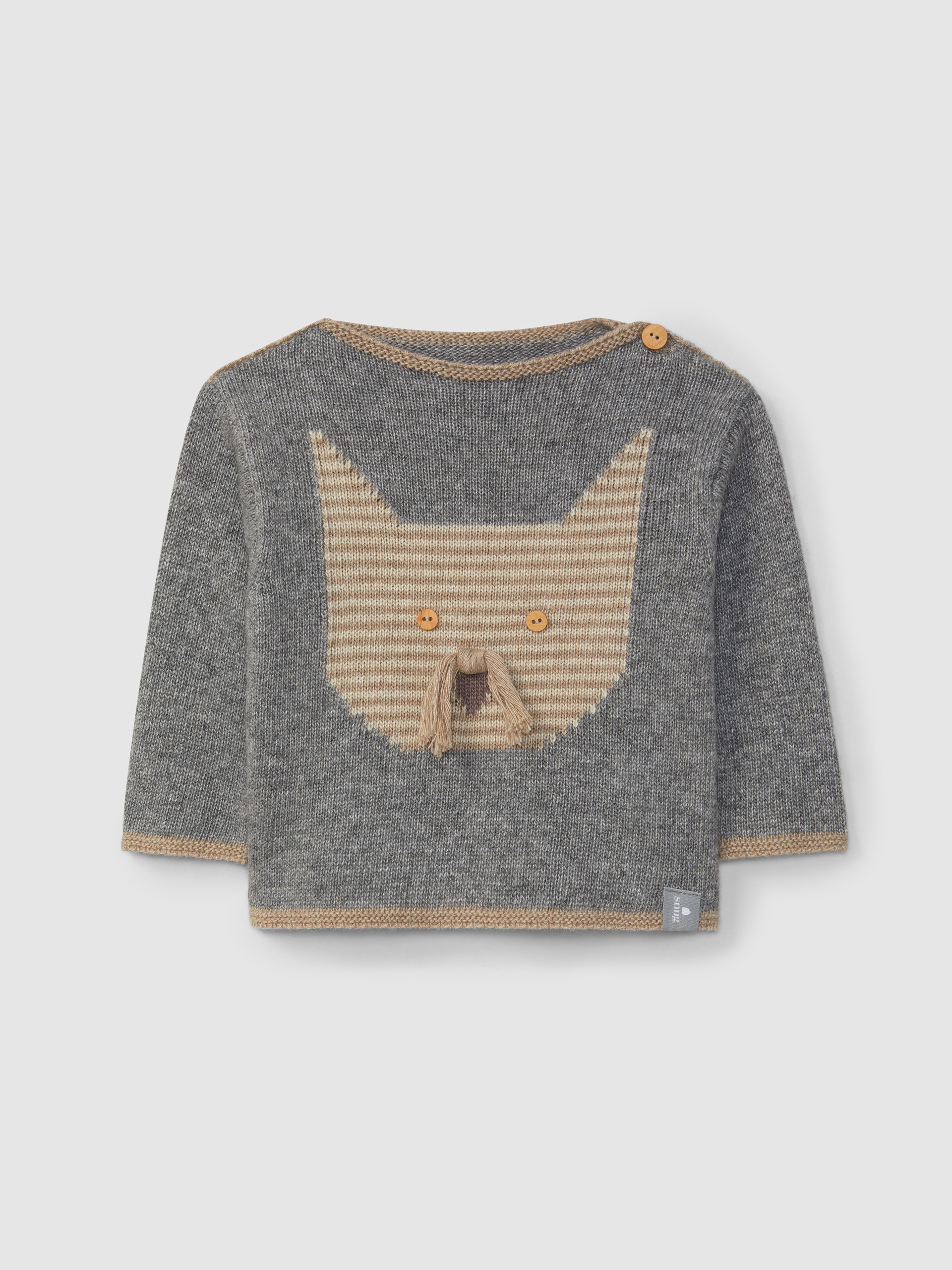 Knitted jumper cat with embossed details