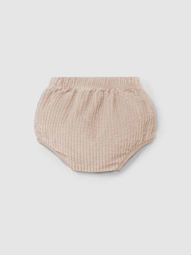 Pull-up diaper cover in ribbed velvet with pockets Pull-up diaper cover in ribbed velvet with pockets