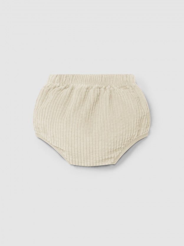 Pull-up diaper cover in ribbed velvet with pockets Pull-up diaper cover in ribbed velvet with pockets