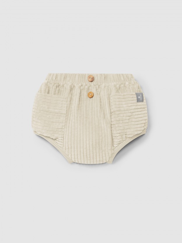 Pull-up diaper cover in ribbed velvet with pockets Pull-up diaper cover in ribbed velvet with pockets
