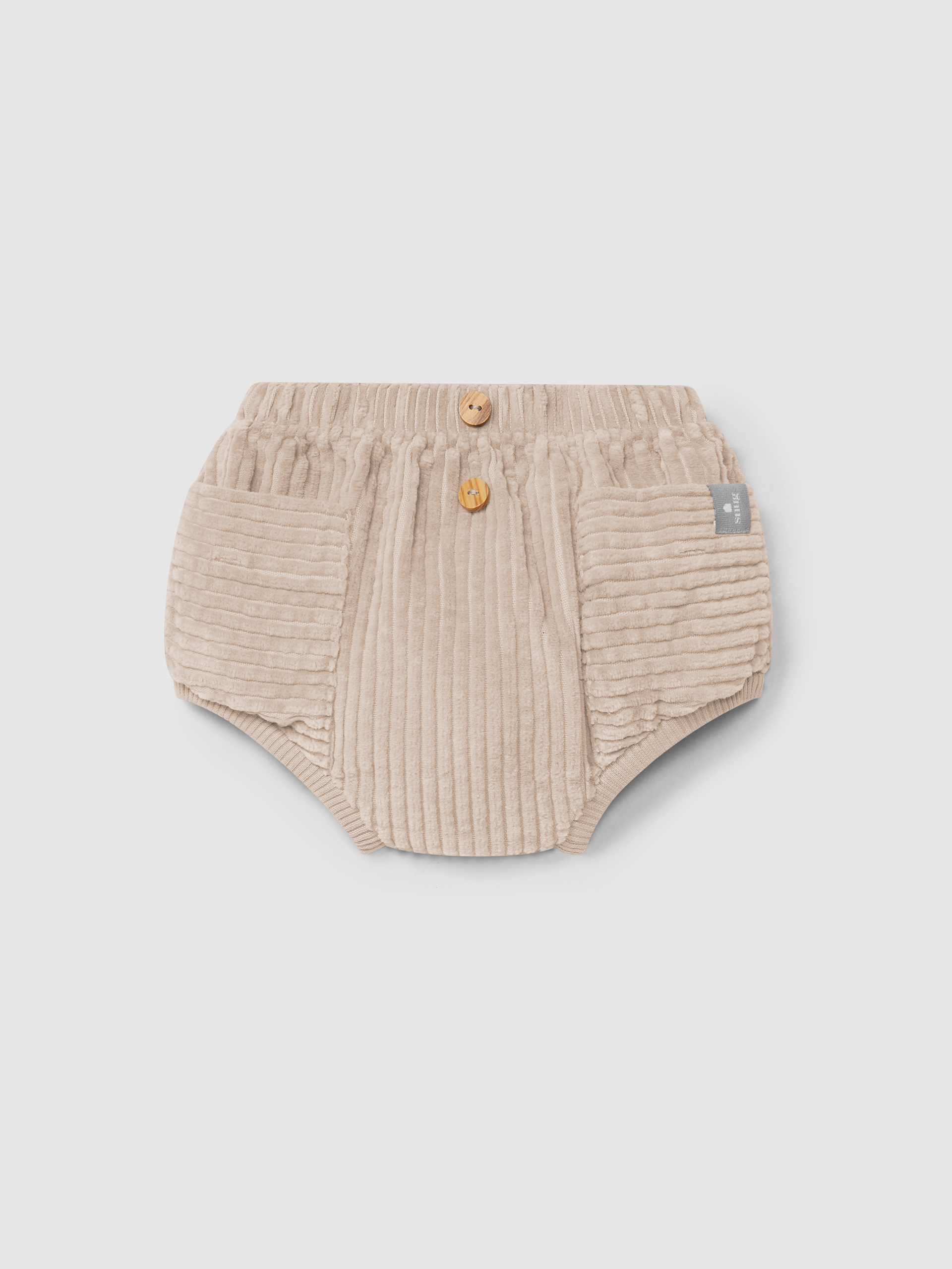 Pull-up diaper cover in ribbed velvet with pockets