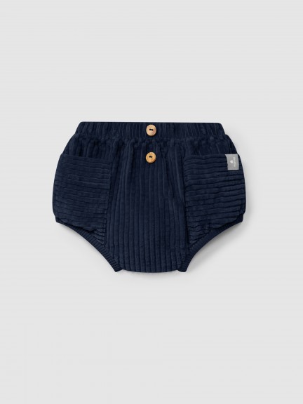 Pull-up diaper cover in ribbed velvet with pockets