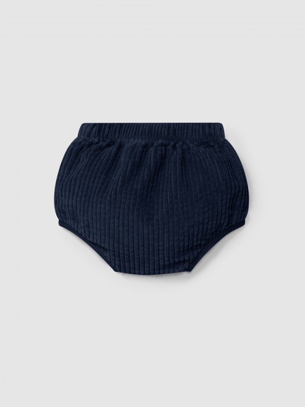 Pull-up diaper cover in ribbed velvet with pockets