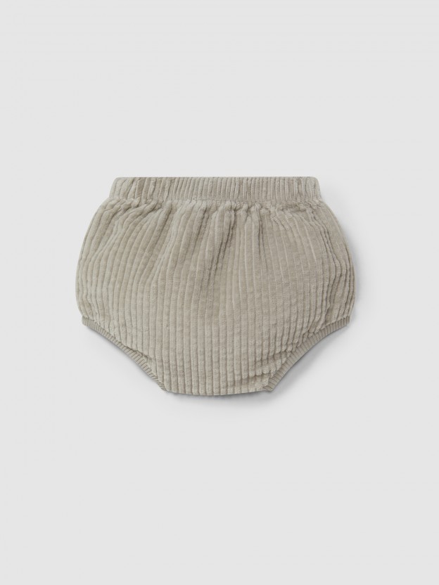 Pull-up diaper cover in ribbed velvet with pockets Pull-up diaper cover in ribbed velvet with pockets