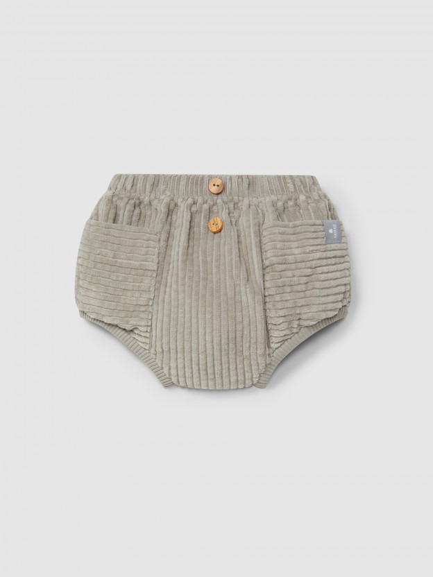 Pull-up diaper cover in ribbed velvet with pockets Pull-up diaper cover in ribbed velvet with pockets