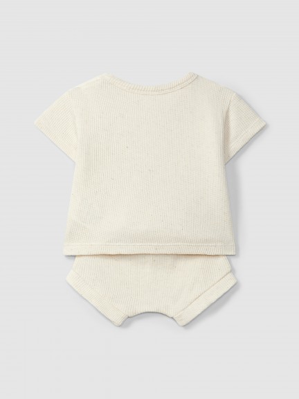 Conjunto de t-shirt e calções em malha waffle Conjunto de t-shirt e calções em malha waffle