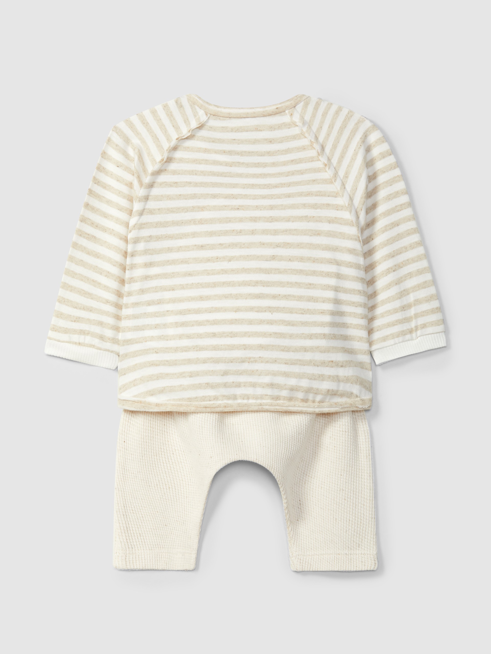 Two-piece set stripes and waffle weave