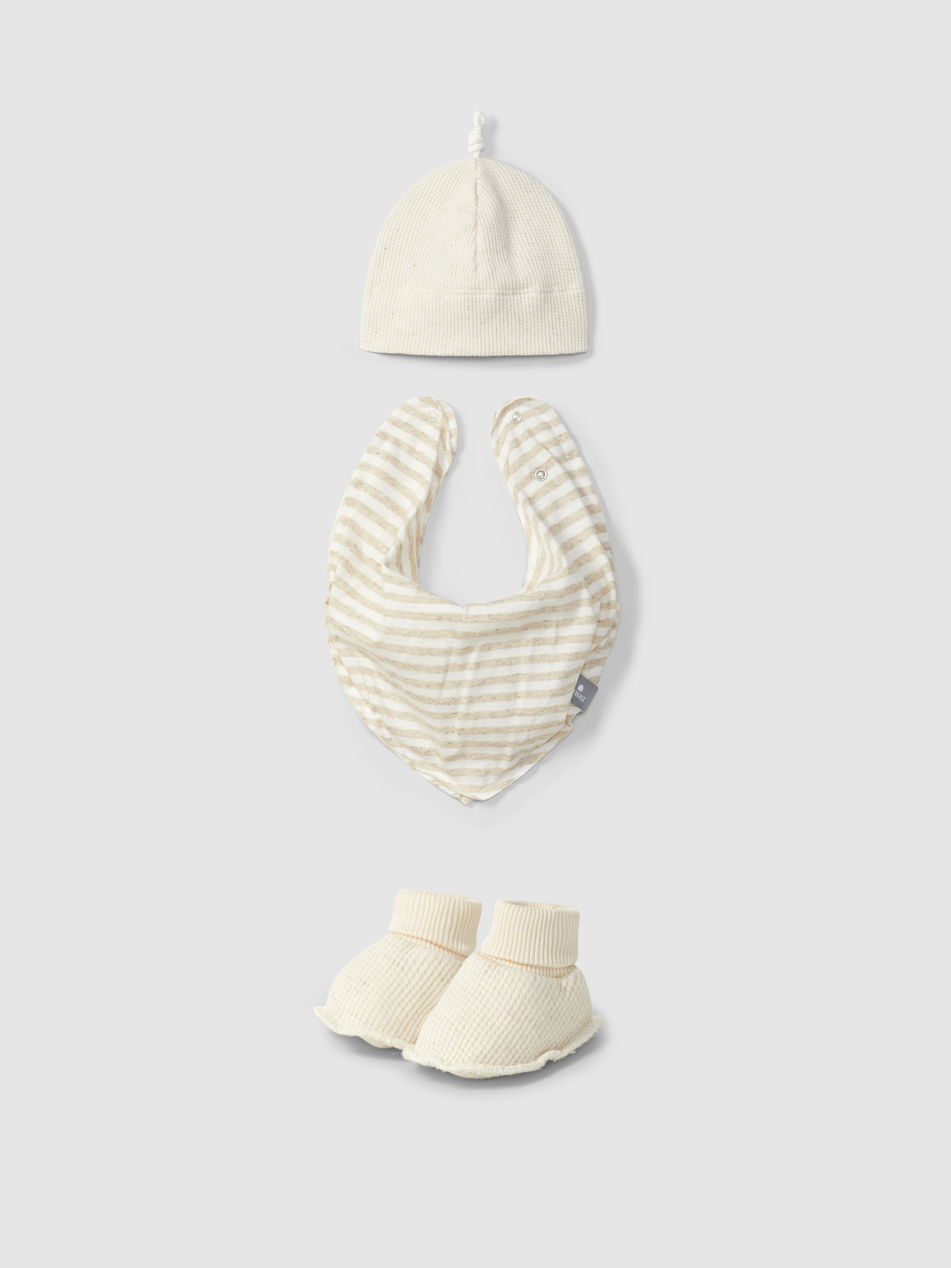 Three-piece set stripes and waffle weave