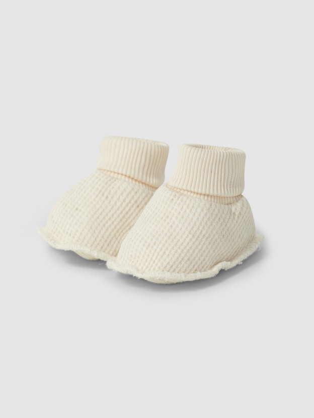 Three-piece set stripes and waffle weave