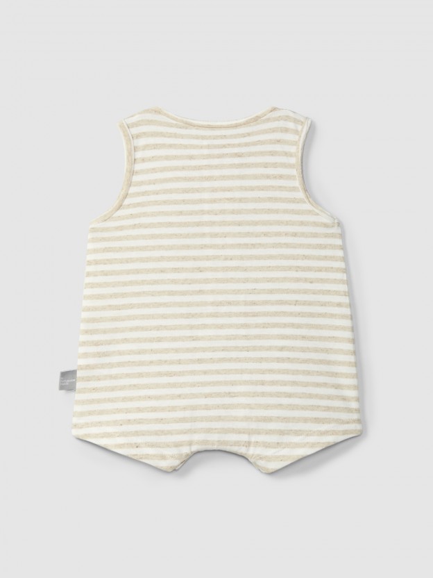 Striped short-leg romper